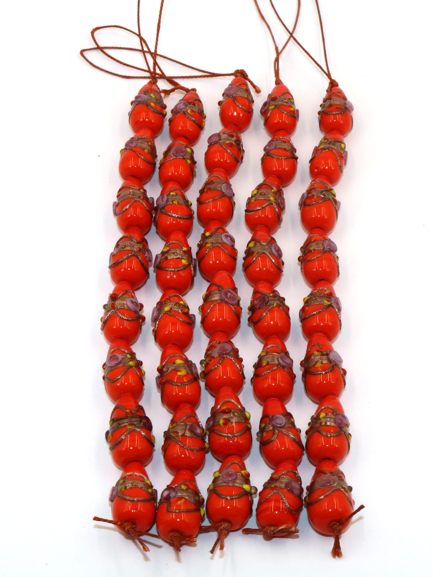 5 Strands Wedding Cake Beads 11x22mm Drops Orange