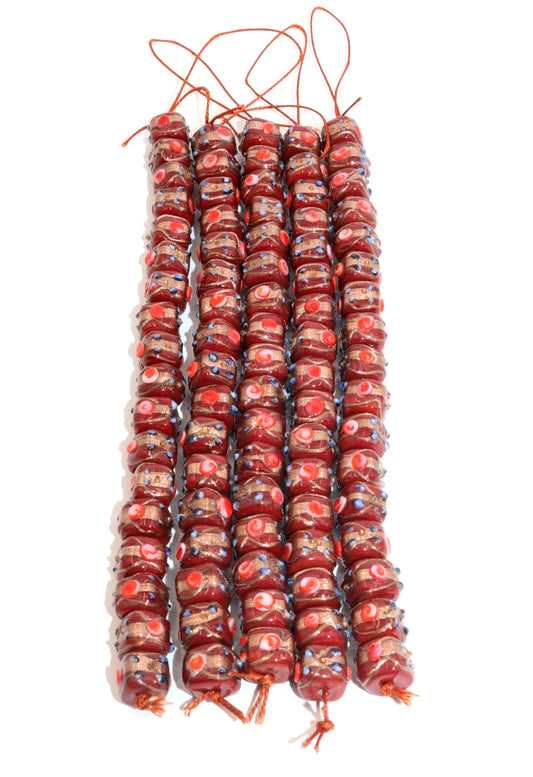 5 Strands Wedding Cake Beads 10mm Square Maroon