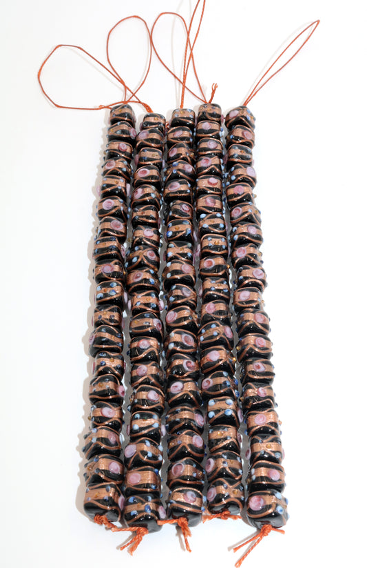 5 Strands Wedding Cake Beads 10mm Square Black