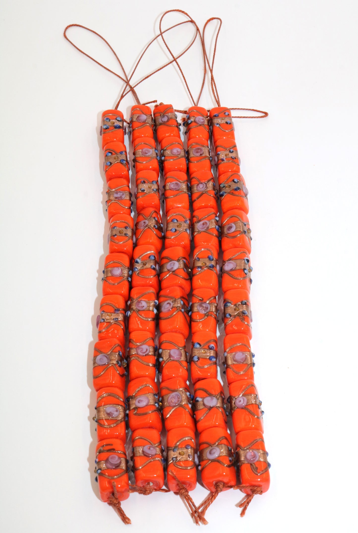 5 Strands Wedding Cake Beads 11x22mm Bricks Orange