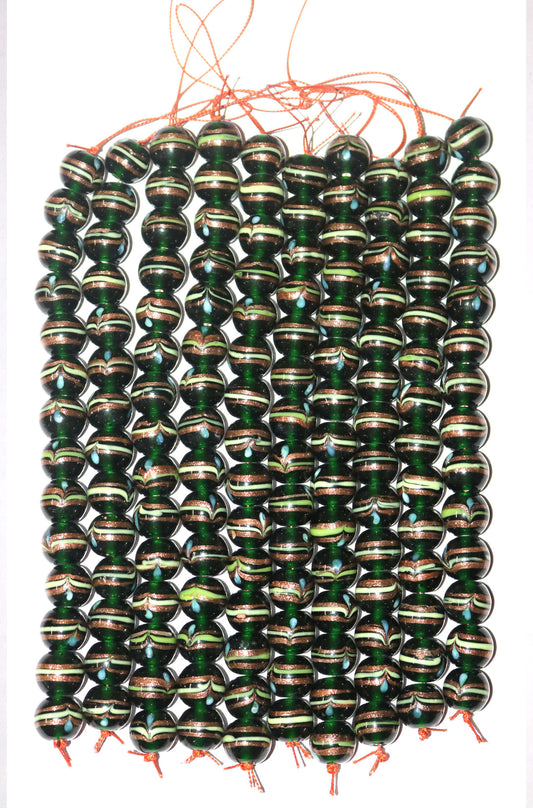 10 Strands Fancy Glass Beads 14mm Round
