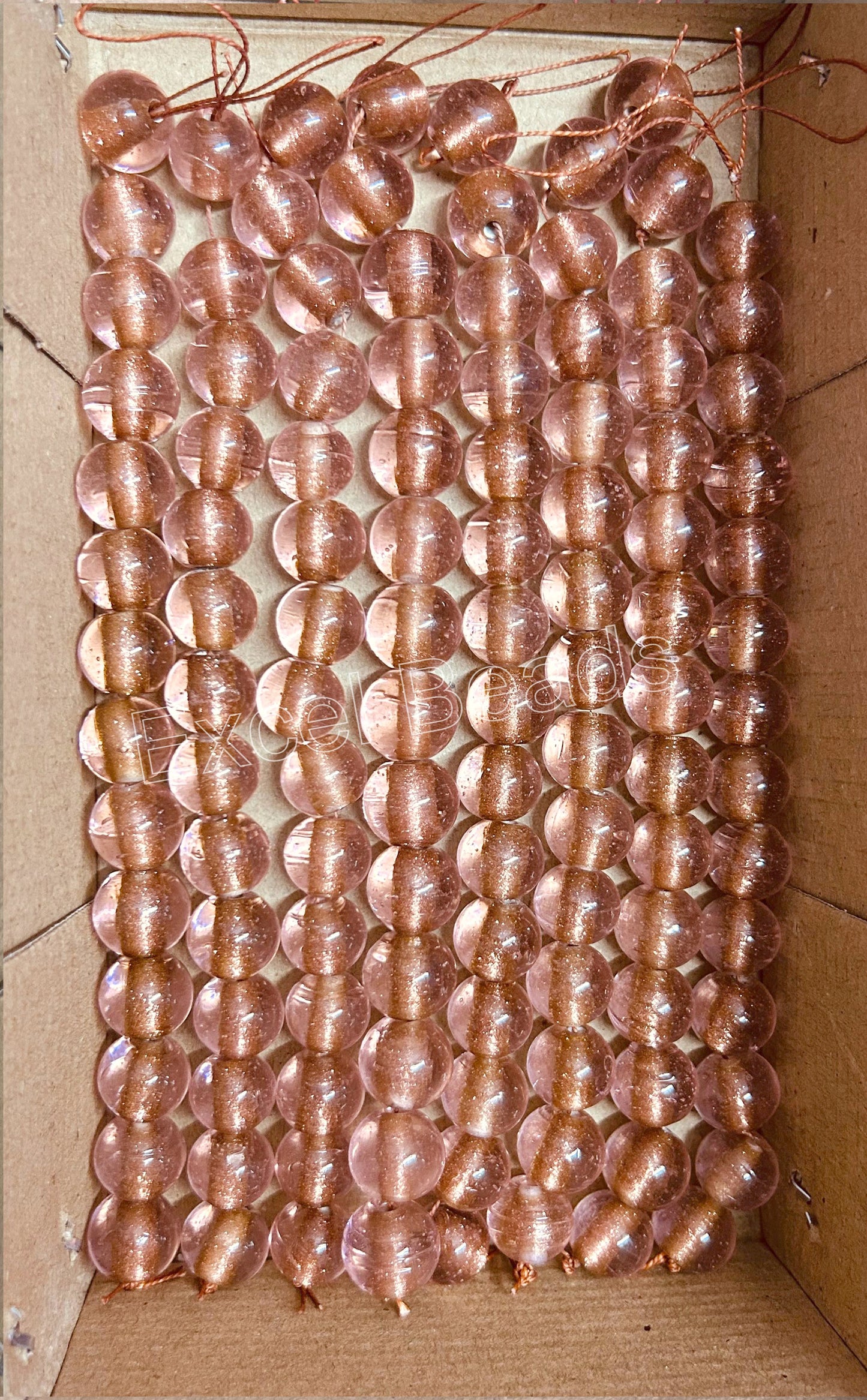 5 Strands 14mm Golden Round Glass Beads - STR-0507