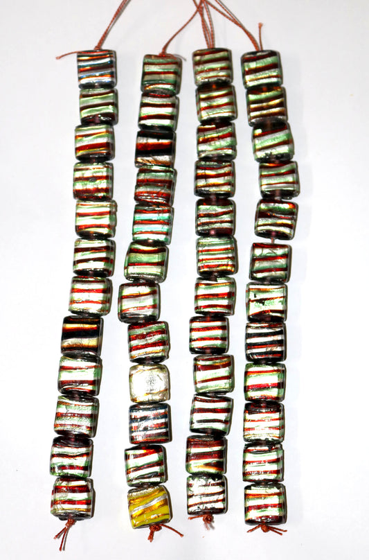 5 Strands, 60 Lamp Work Glass Beads 17mm