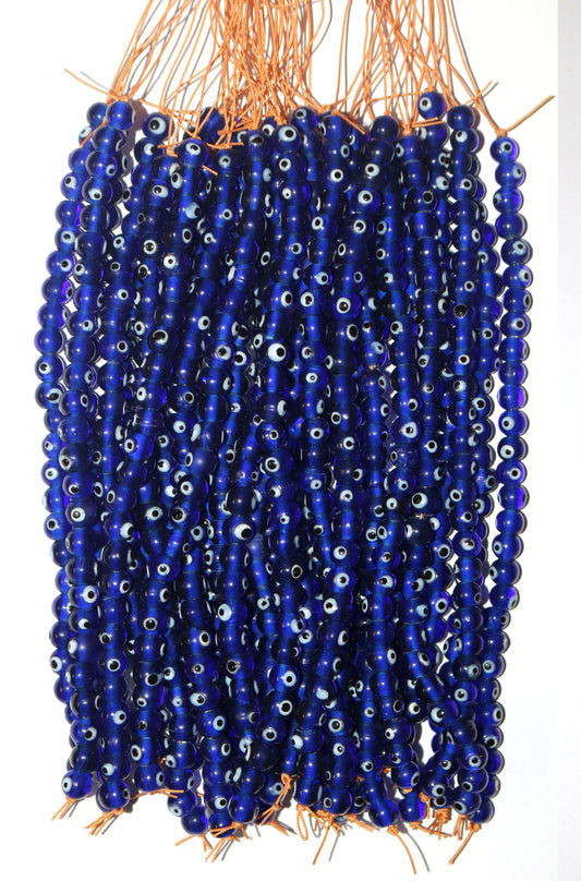 10 Strands Blue Lamp Work Glass Beads for Jewelry and Crafts