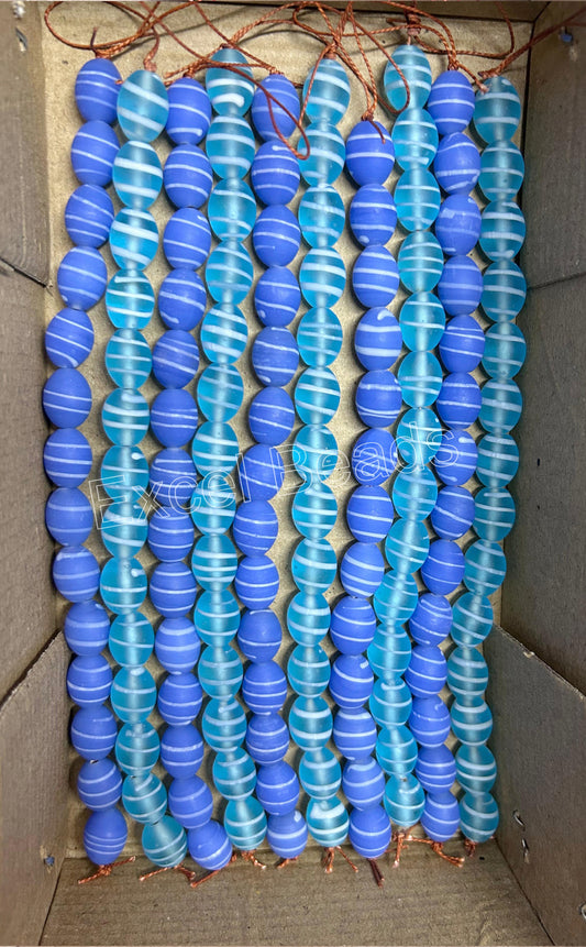 10 Strands Lamp Work Glass Beads 12x15mm Oval - STR-0513