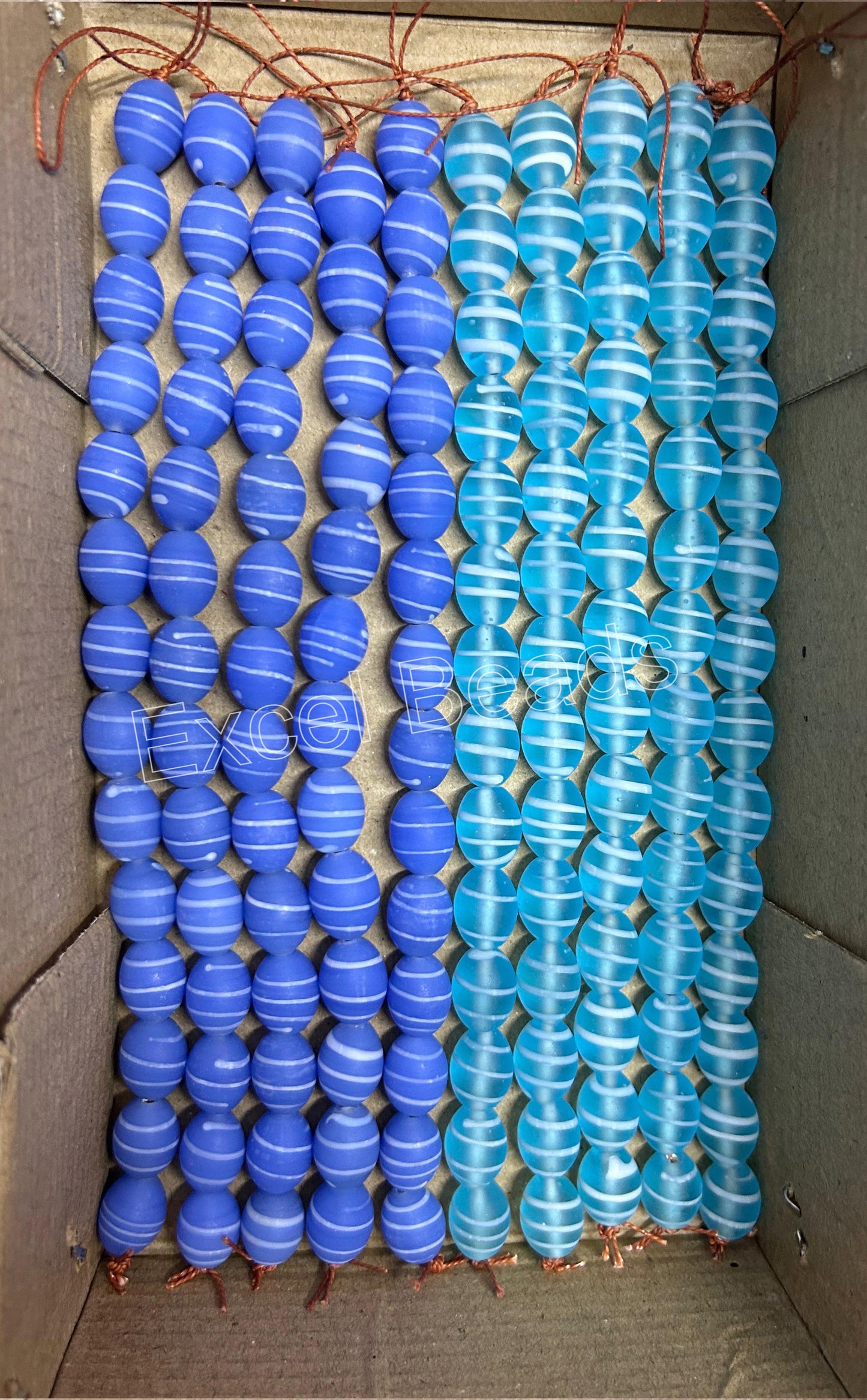 10 Strands Lamp Work Glass Beads 12x15mm Oval - STR-0513