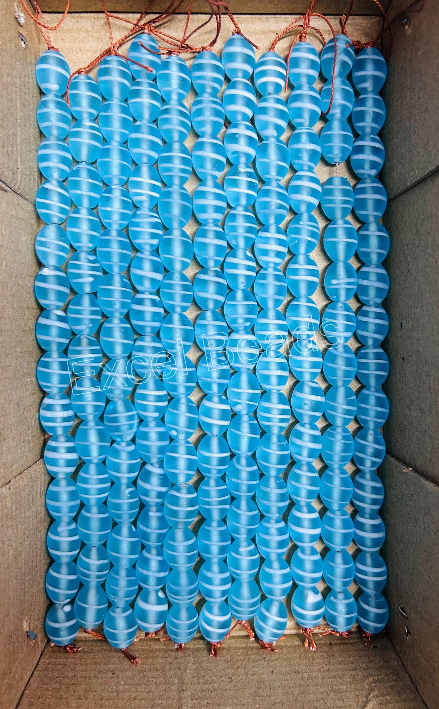 10 Strands Lamp Work Glass Beads 12x15mm Oval - STR-0514