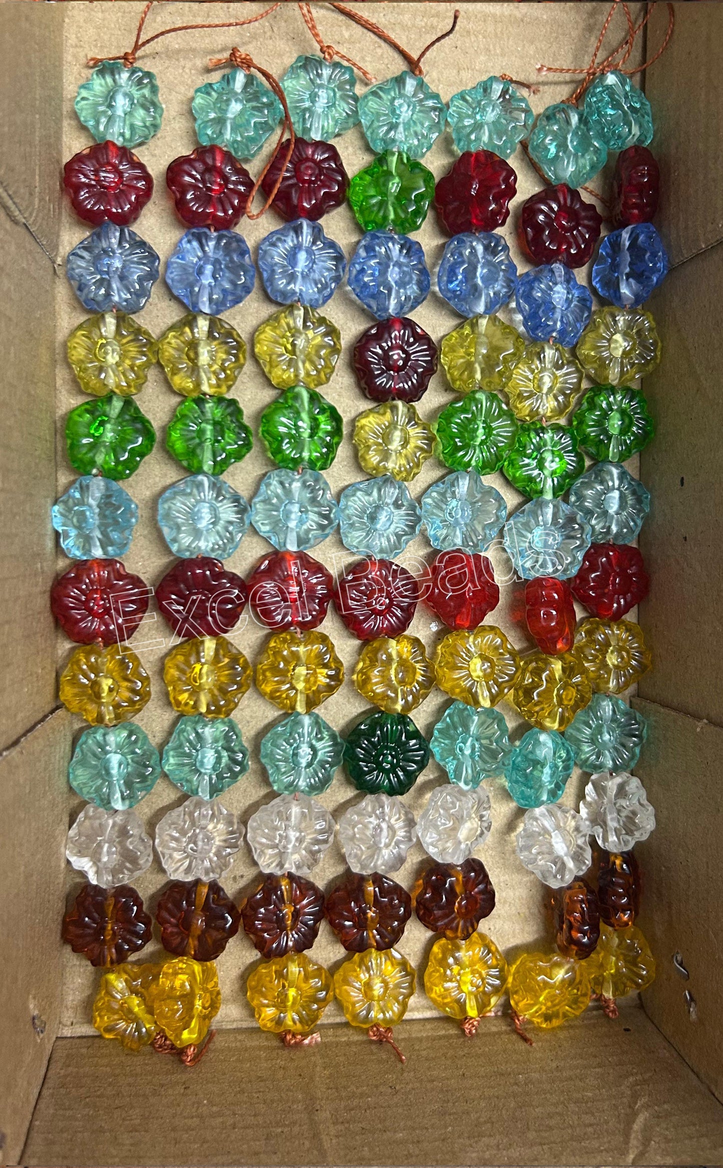 5 Strands 20mm Flower Shape Glass Beads - STR-0516