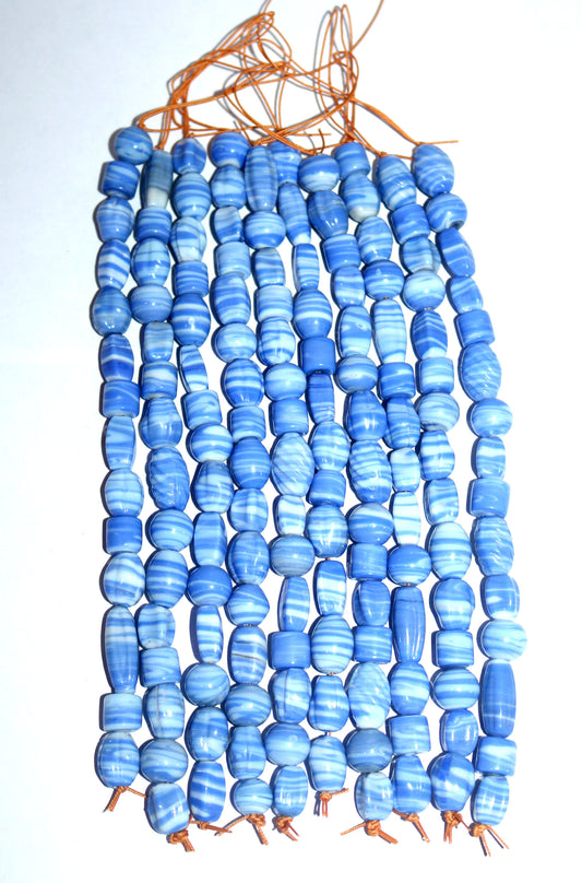 10 Strand Striped Lamp Work Glass Beads