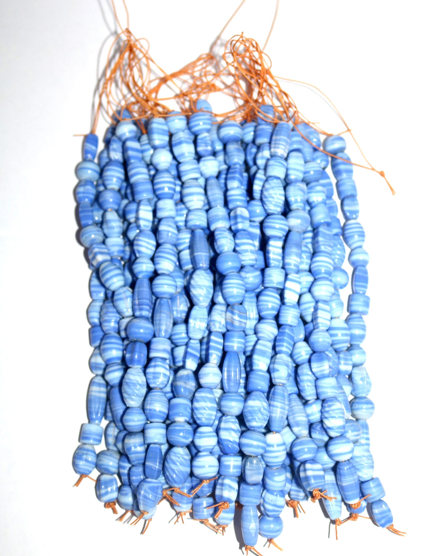 10 Strand Striped Lamp Work Glass Beads