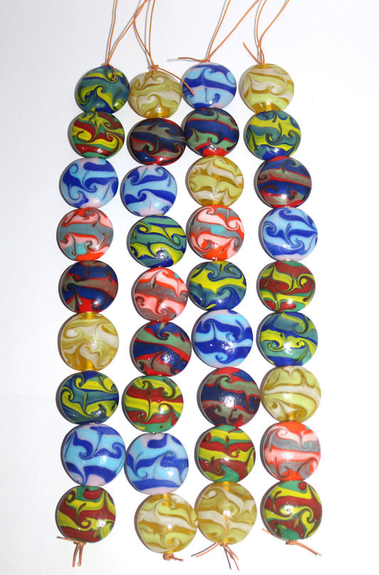 4 Strands Lamp Work Glass Beads 25mm Disc