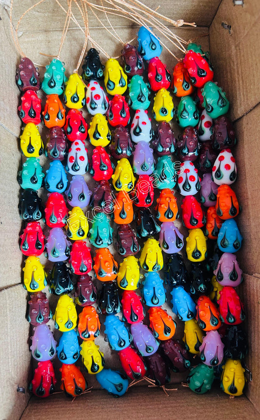 5 Strands Fancy Glass Beads Strawberry design - STR-0525