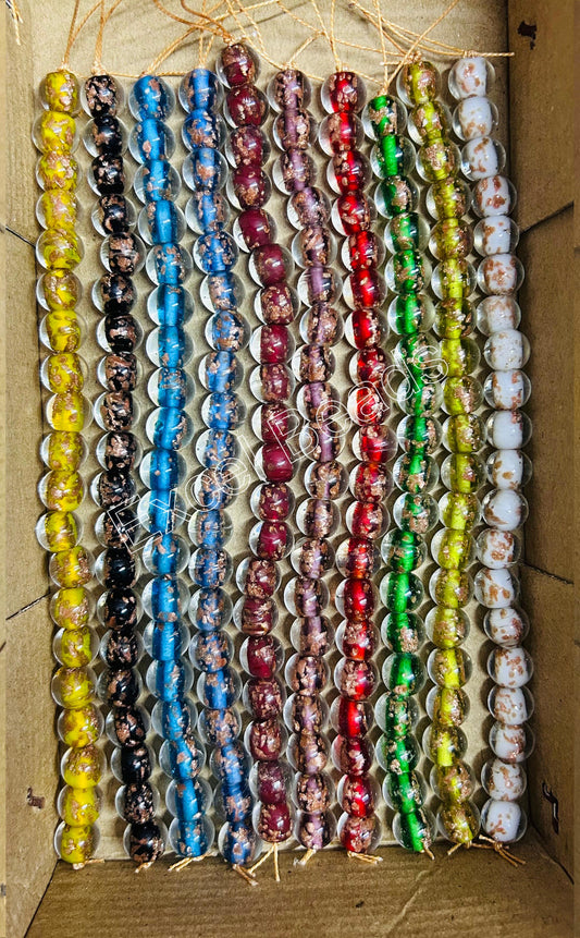 10 Strands 10mm Round Inside Golden Sparkle Beads (200 Beads) - STR-0532