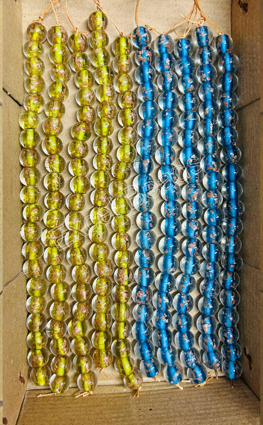 10 Strands 10mm Round Inside Golden Sparkle Beads (200 Beads) - STR-0535