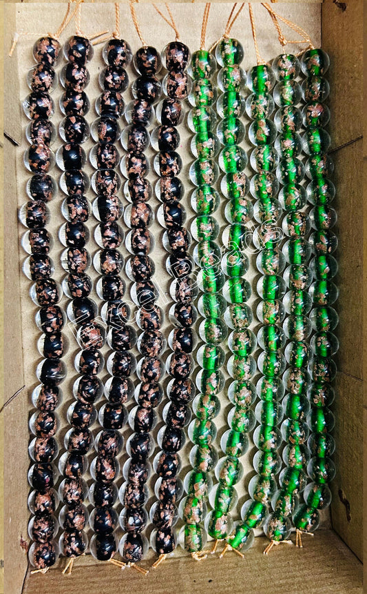 10 Strands 10mm Round Inside Golden Sparkle Beads (200 Beads) - STR-0536