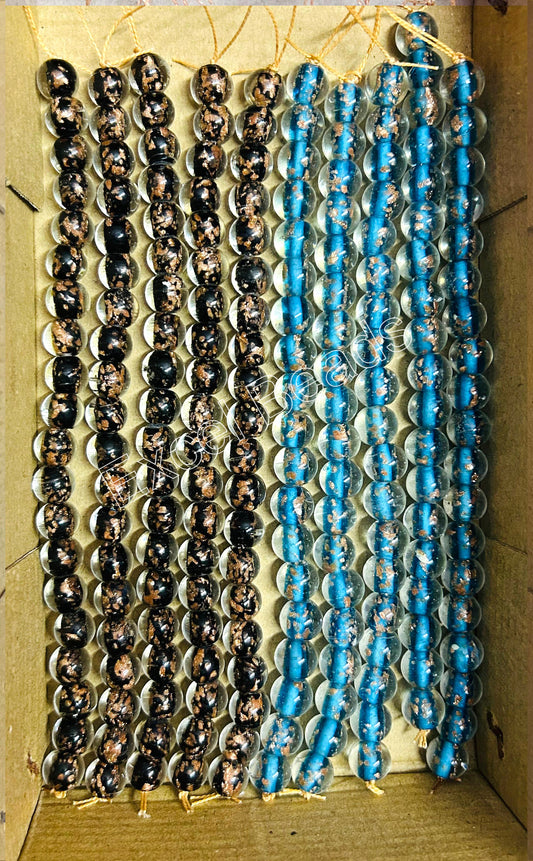 10 Strands 10mm Round Inside Golden Sparkle Beads (200 Beads) - STR-0539