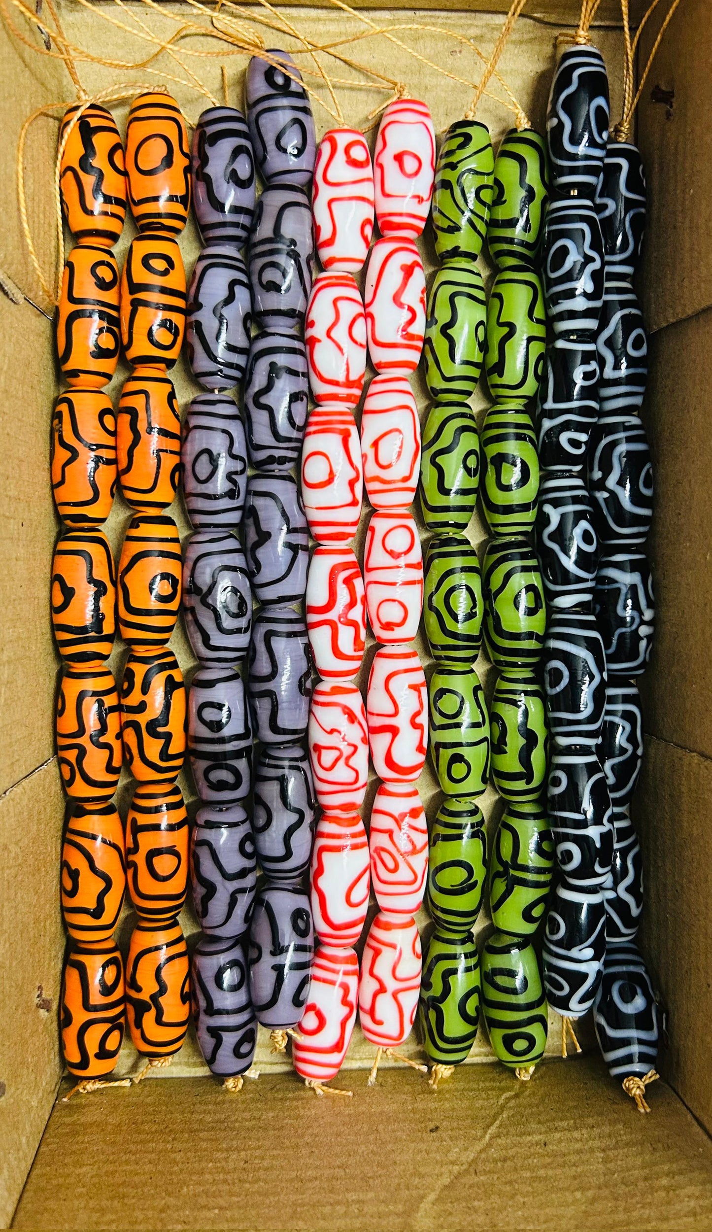 10 Strands Large Oval Beads 12x28mm Mix Color - STR-0600