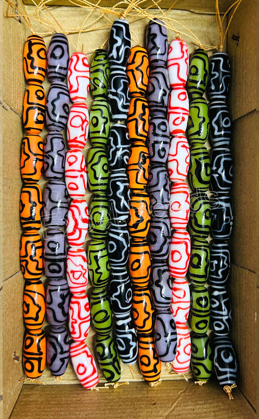 10 Strands Large Oval Beads 12x28mm Mix Color - STR-0600