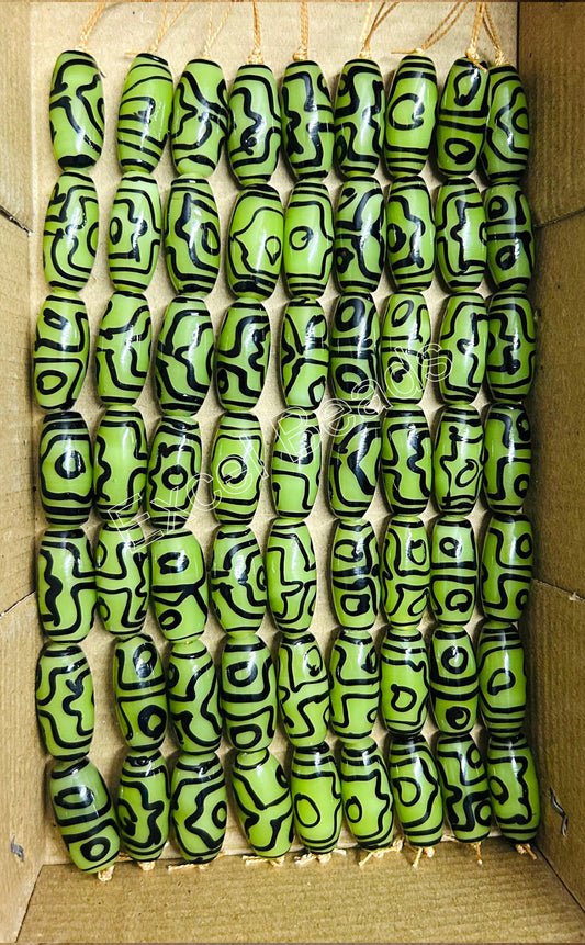 5 Strands Large Oval Beads 12x28mm Olive Green - STR-0601