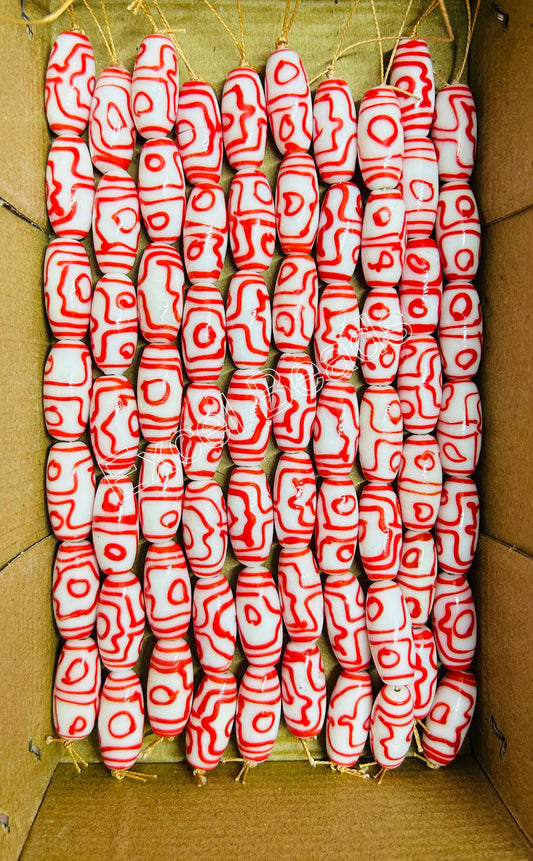 5 Strands Large Oval Beads 12x28mm Olive Green - STR-0602