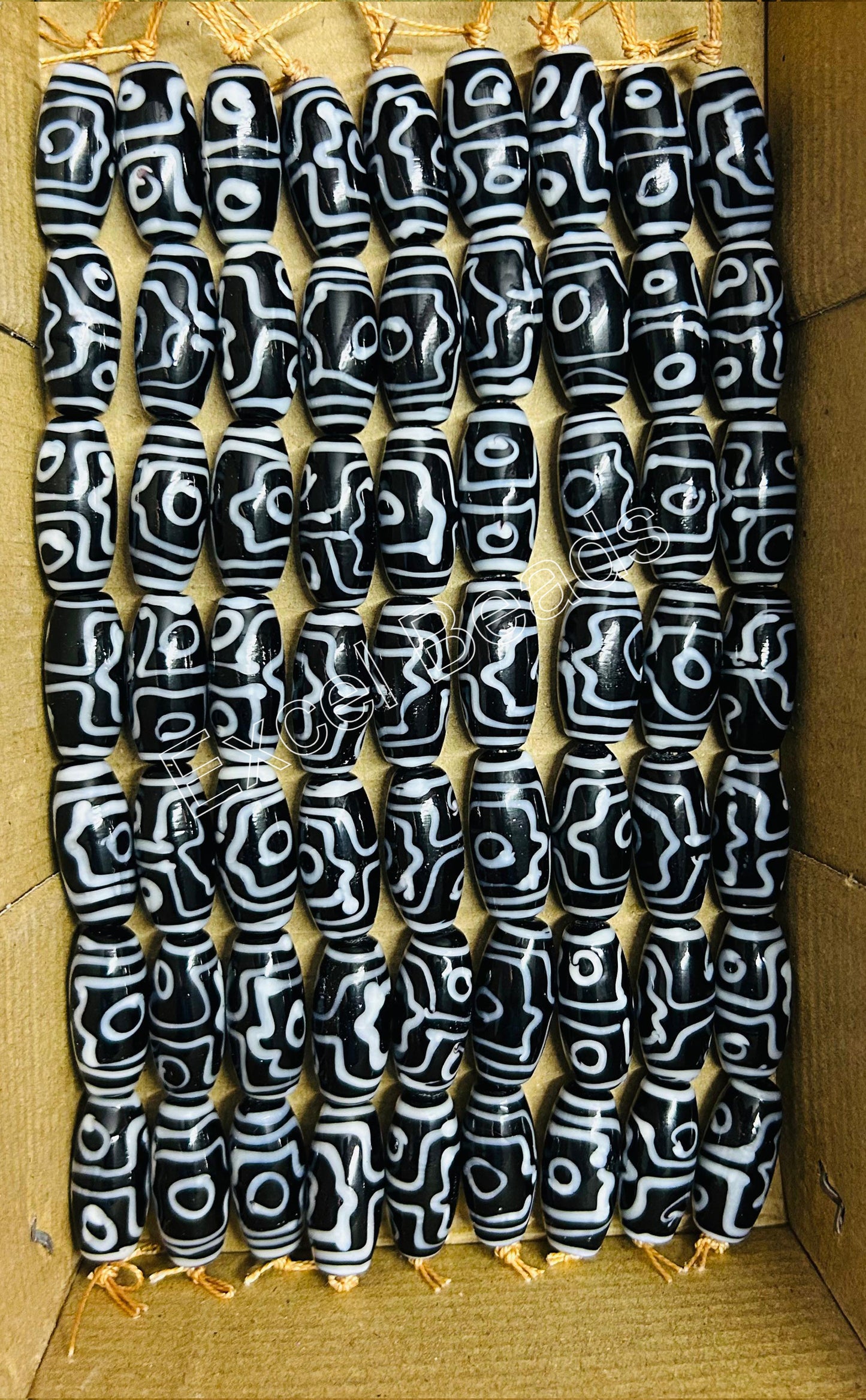 5 Strands Large Oval Beads 12x28mm Olive Green - STR-0603