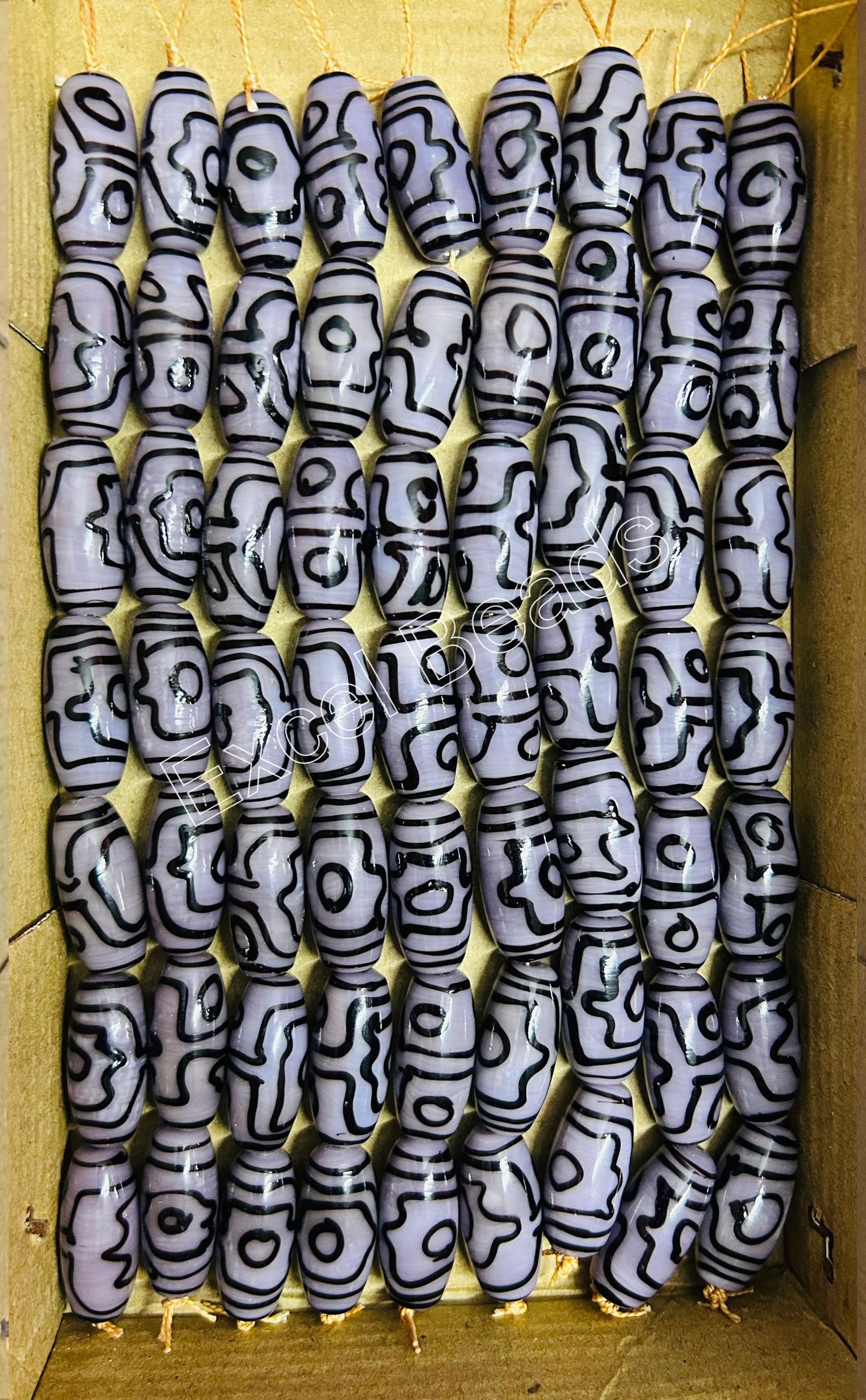 5 Strands Large Oval Beads 12x28mm Purple - STR-0605