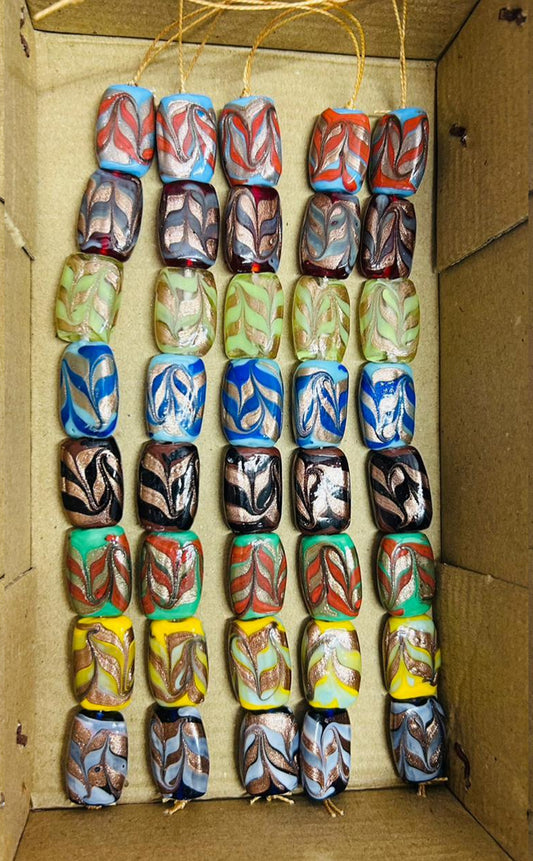 5 Strands Pillow Shape Glass Beads - STR-0621