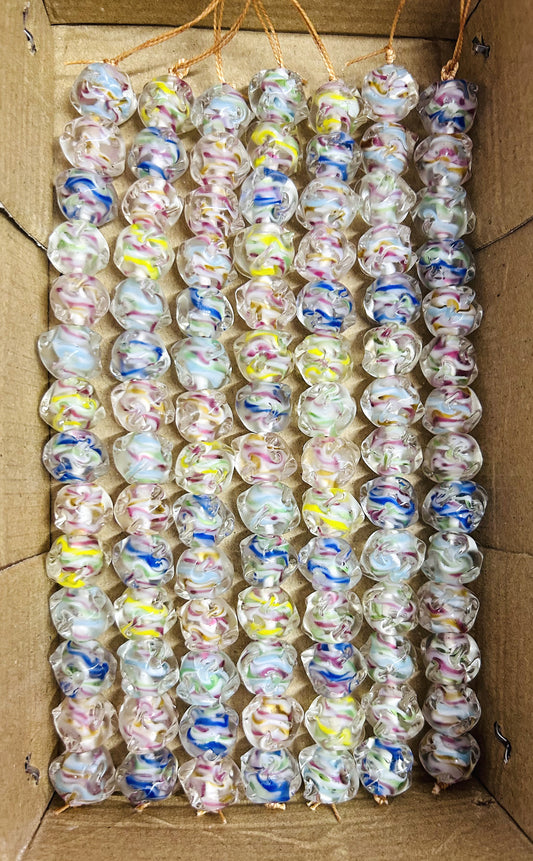 5 Strands Glass Beads 15mm Twisted Beads- STR-0623