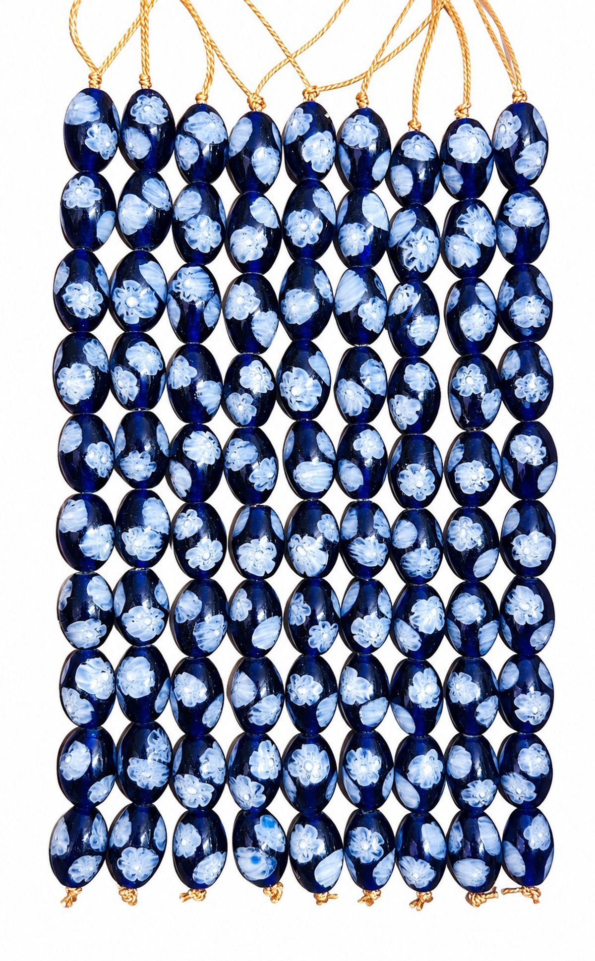 5 Strands 12x18mm Oval Glass Beads Blue - STR-0671
