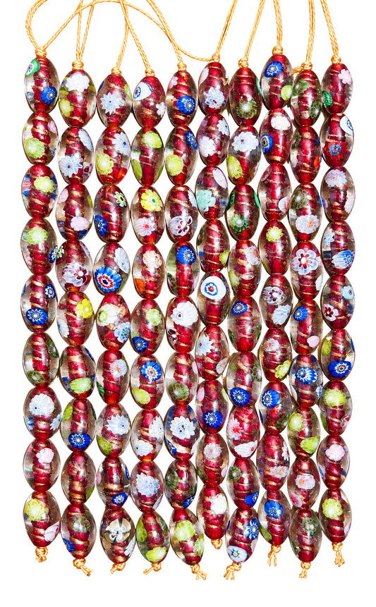 5 Strands 12x18mm Oval Glass Beads Red - STR-0672