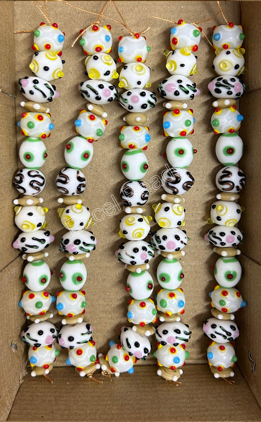 5 Strands Multi Shape White Glass Beads - STR-0807