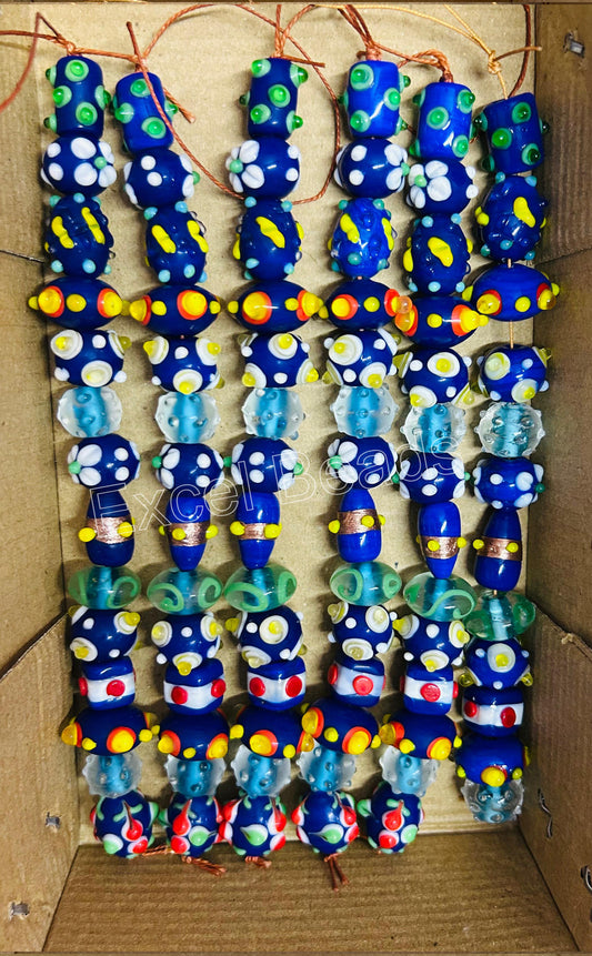 5 Strands Multi Shape Blue Fancy Beads - STR-0808