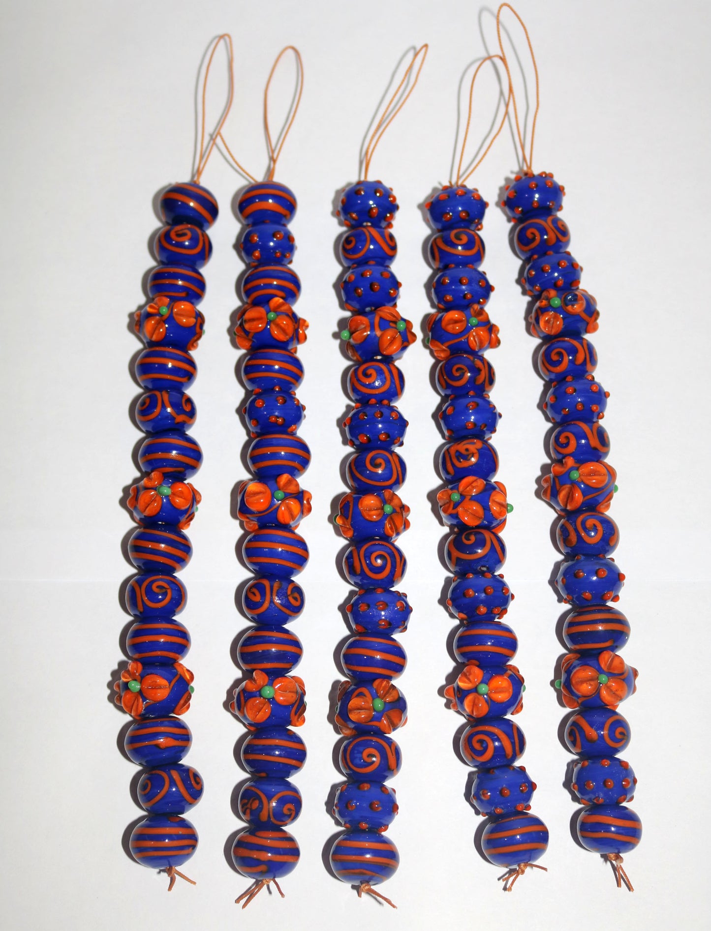 5 Strands Fancy Glass Beads Blue