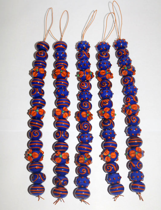 5 Strands Fancy Glass Beads Blue