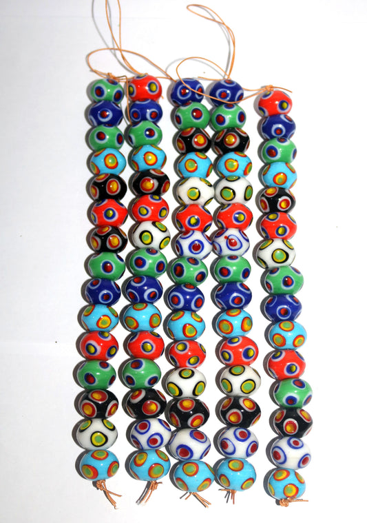 5 Strands Fancy Glass Beads Multi Colour