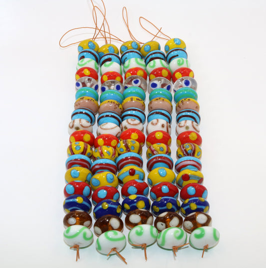 5 Strands Multi Color Fancy Glass Beads