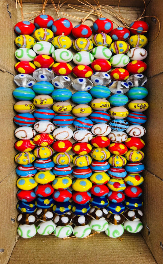 5 Strands Multi Color 18mm Rondell Glass Beads -  STR-0820