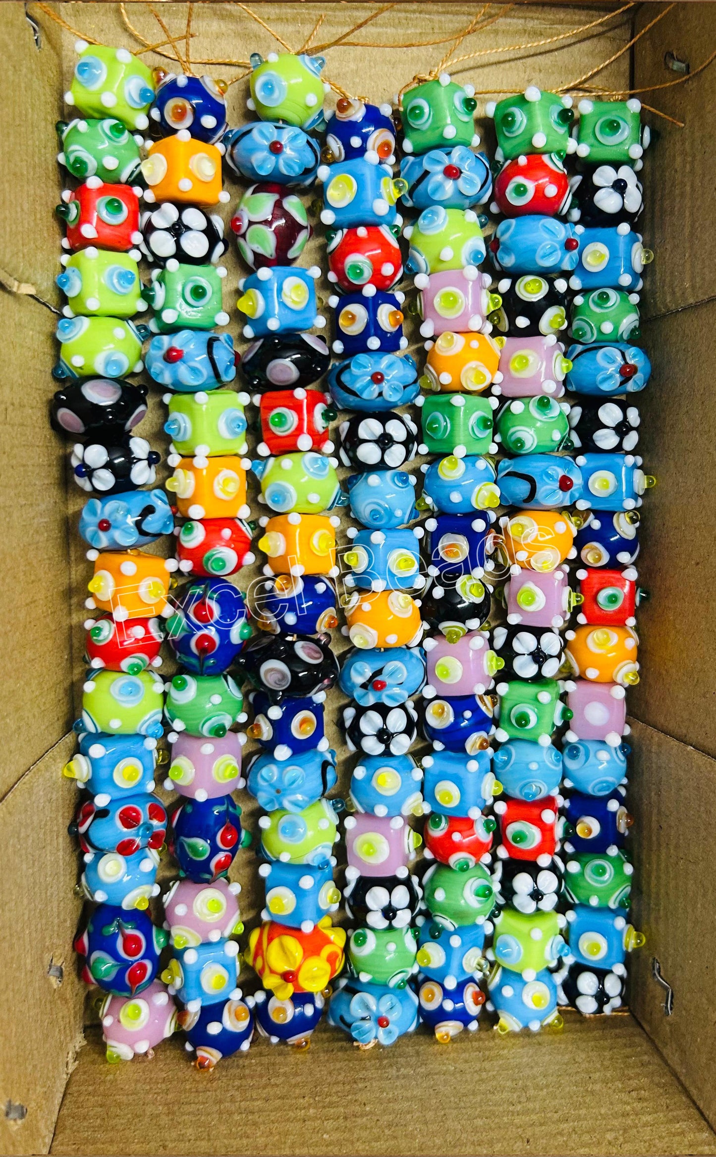 5 Strands Multi Shape Eye & Flower Beads - STR-0821