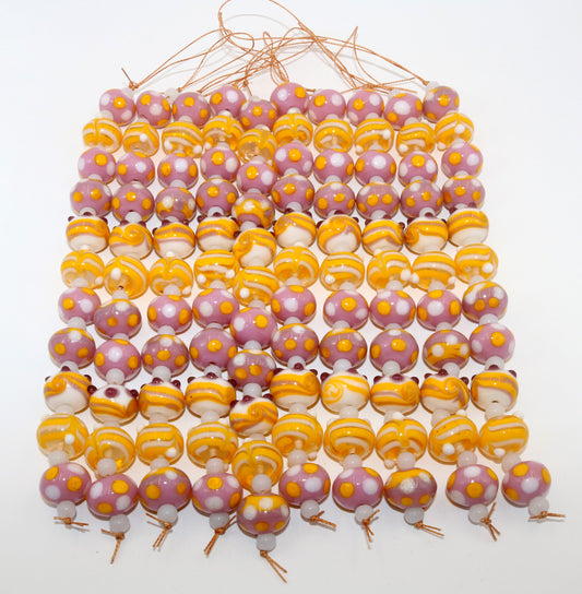 5 Strands Multi Color Fancy Glass Beads