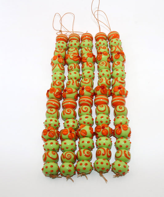 5 Strands Multi Color Fancy Glass Beads