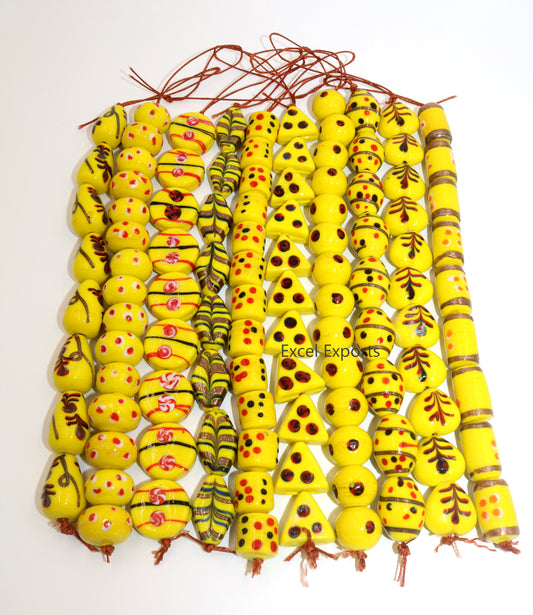 10 Strands Multi Shape Fancy Beads Yellow