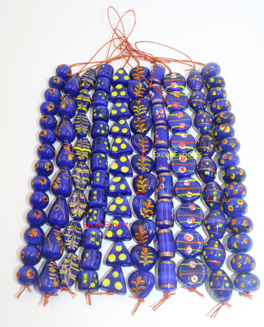 10 Strands Multi Shape Fancy Beads Blue