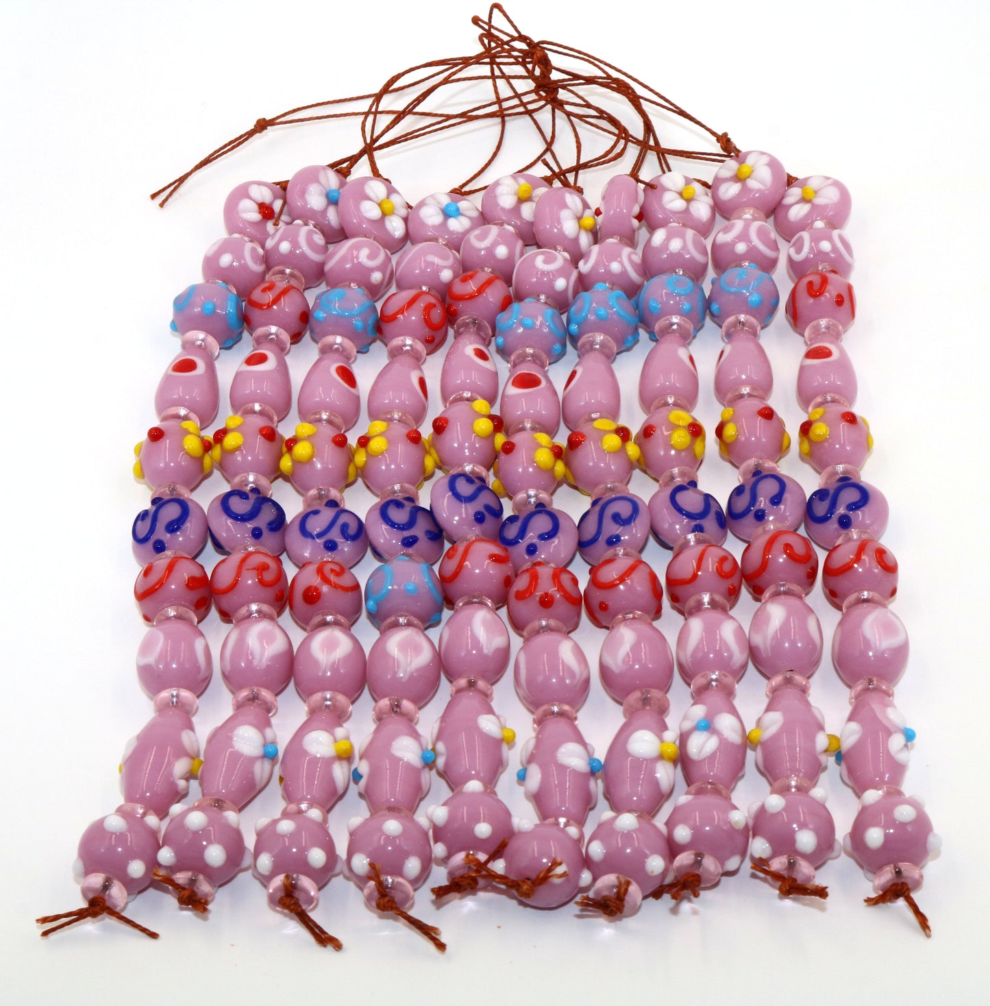 10 Strands Multi Shape Fancy Beads Pink