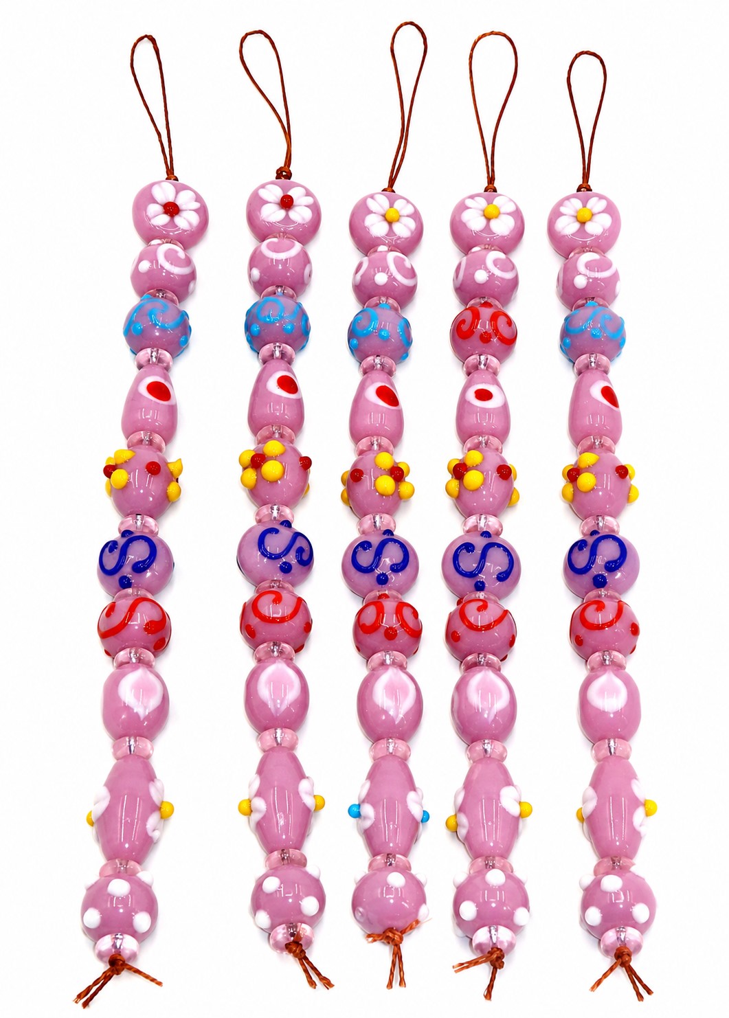 10 Strands Multi Shape Fancy Beads Pink & Blue - STR-0840