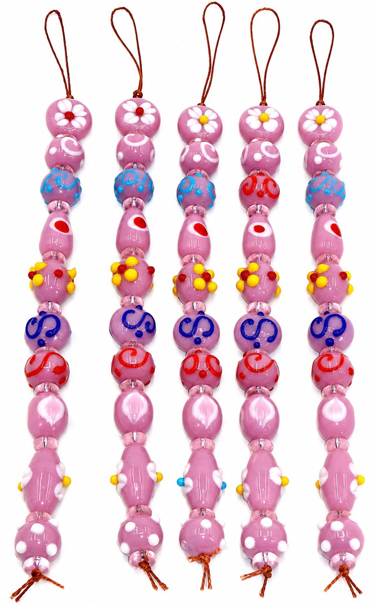 10 Strands Multi Shape Fancy Beads Pink - STR-0839