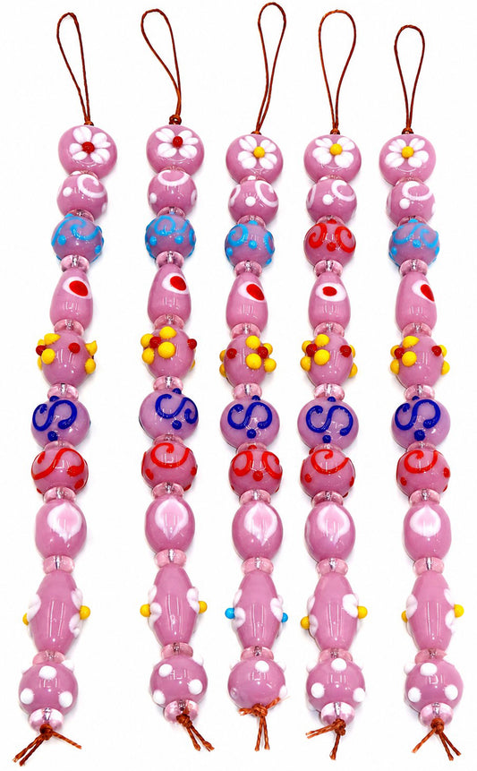 10 Strands Multi Shape Fancy Beads Pink - STR-0839