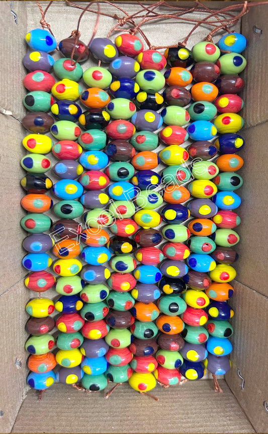 5 Strands Multi Color 16mm Rondel Glass Beads (90 Beads) - STR-0841