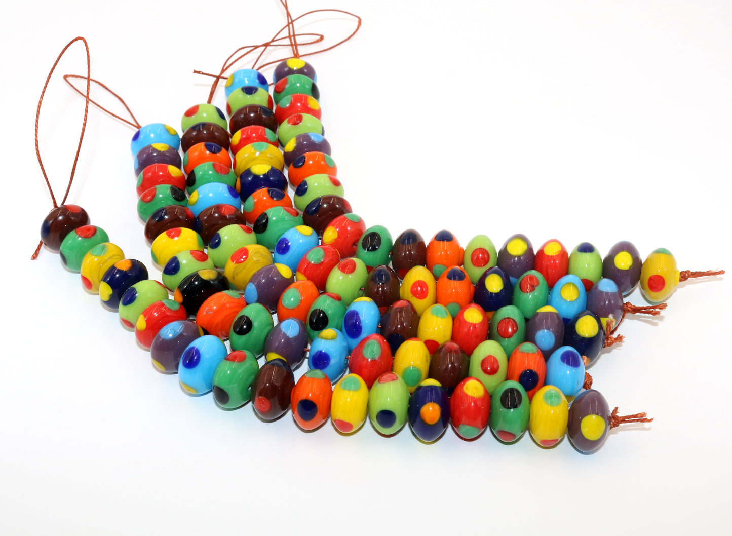 5 Strands Multi Color 16mm Rondel Glass Beads (90 Beads) - STR-0841