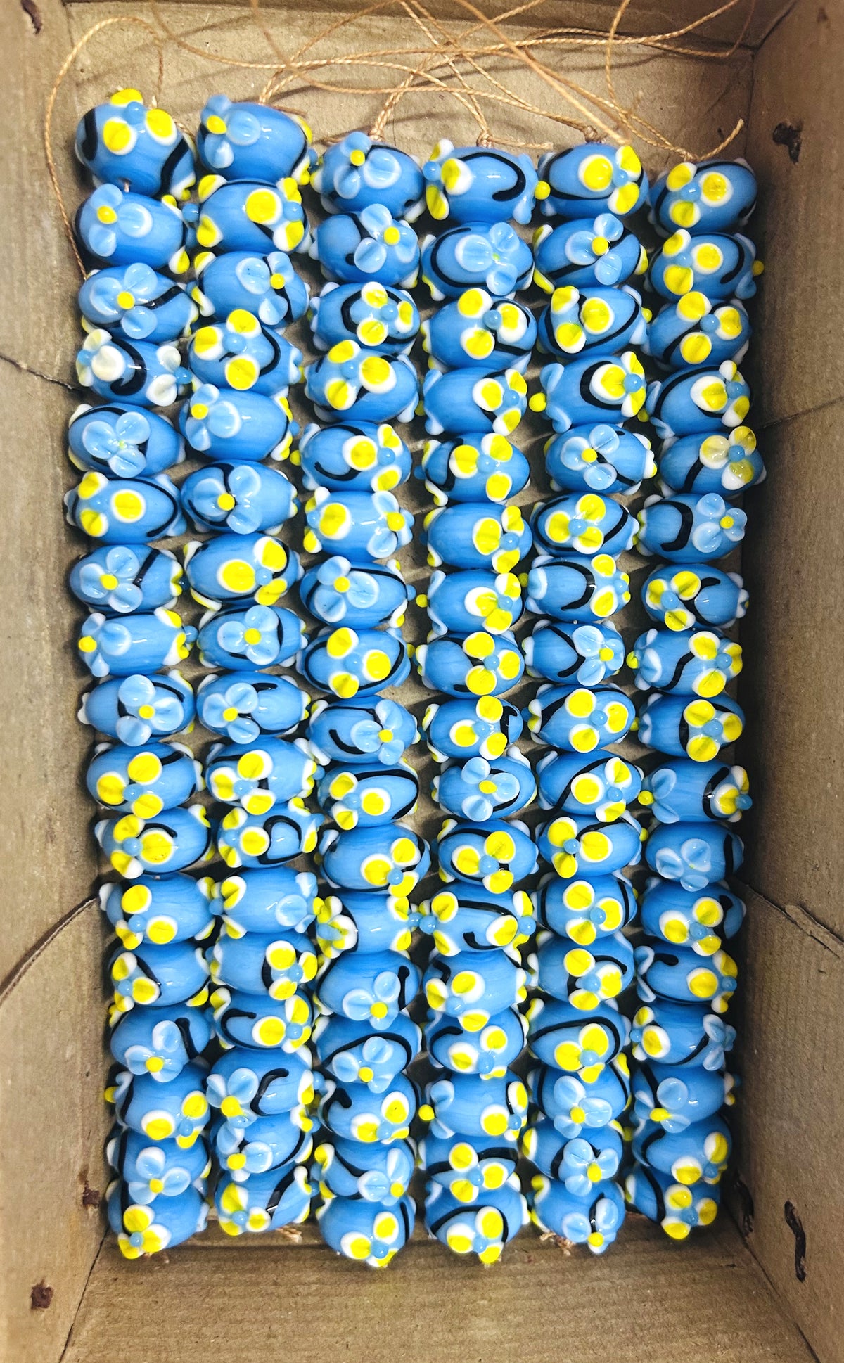 9 Strands 18mm Rondell Fancy Beads Light Blue - STR-0848