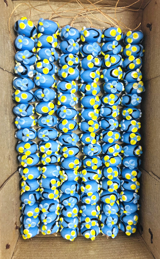 9 Strands 18mm Rondell Fancy Beads Light Blue - STR-0848